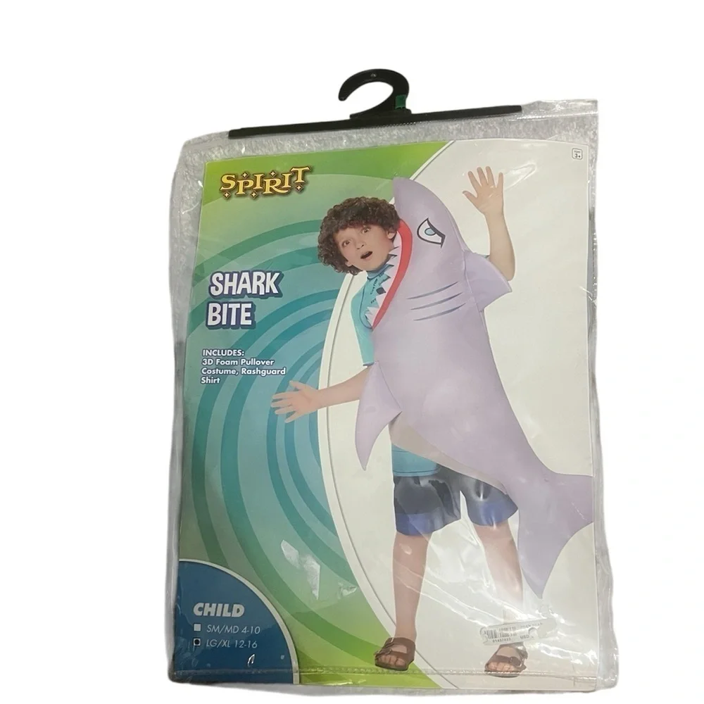 Halloween Costume of Foam Shark Eating Kid with Swim Shirt Size Large/XL
